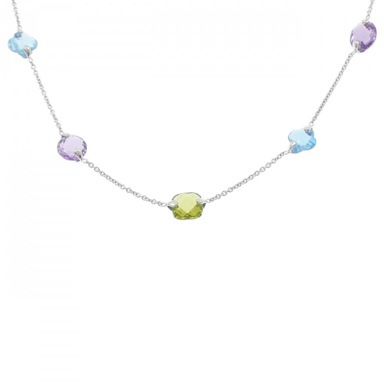 K18WG カラーストーン ネックレス