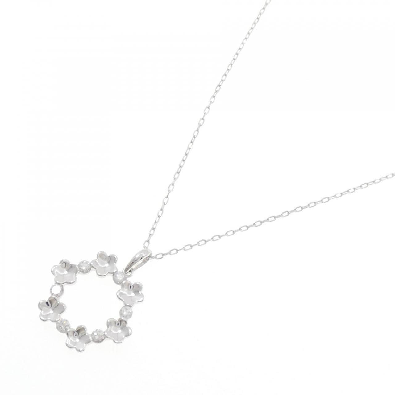 K18WG flower Diamond necklace 0.25CT
