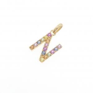 【新品】K18YG イニシャルN サファイヤ ペンダント 0.26CT