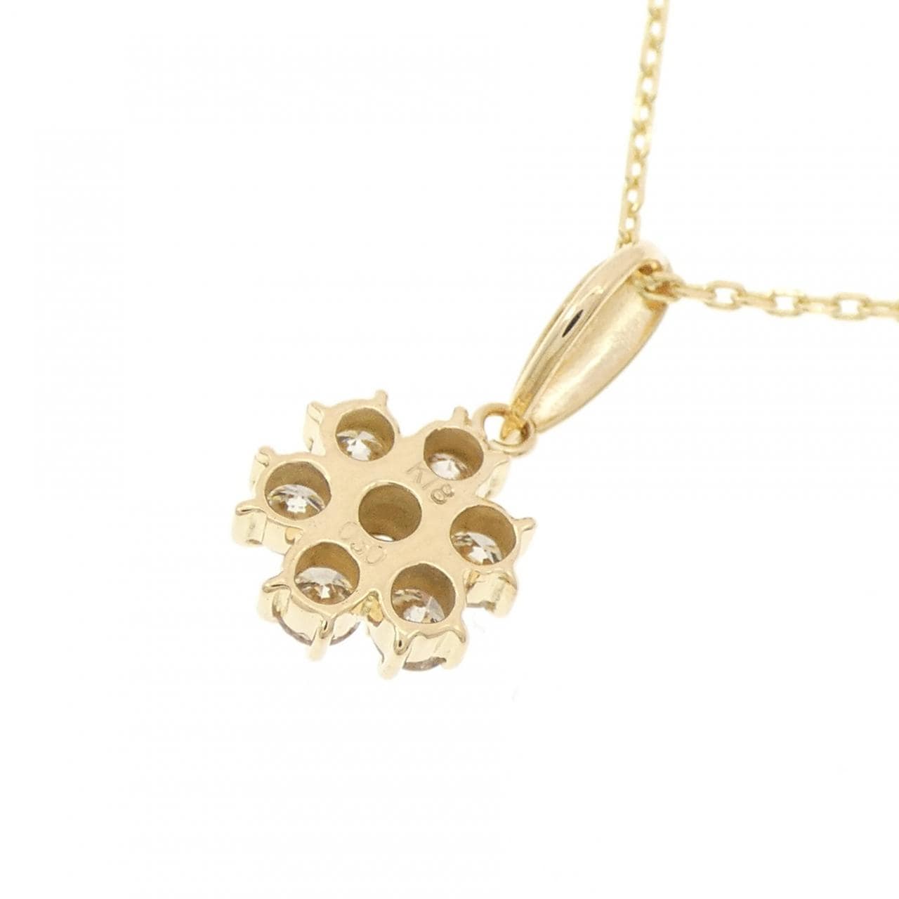 K18YG フラワー ダイヤモンド ネックレス 0.50CT