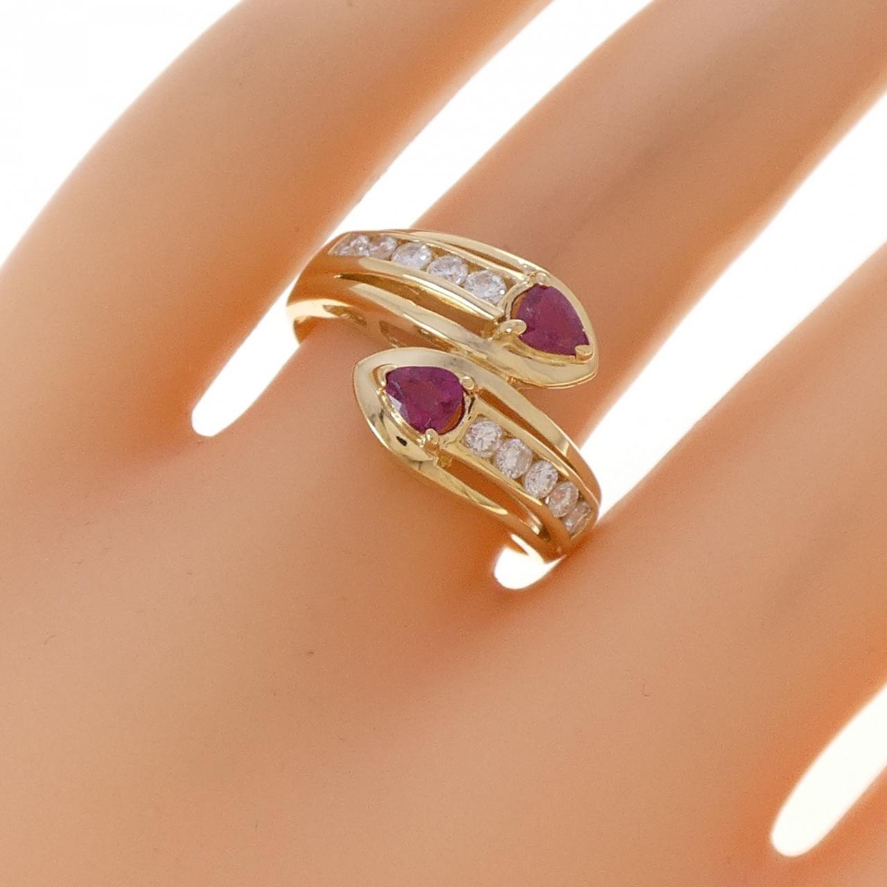 K18YG ルビー リング 0.41CT