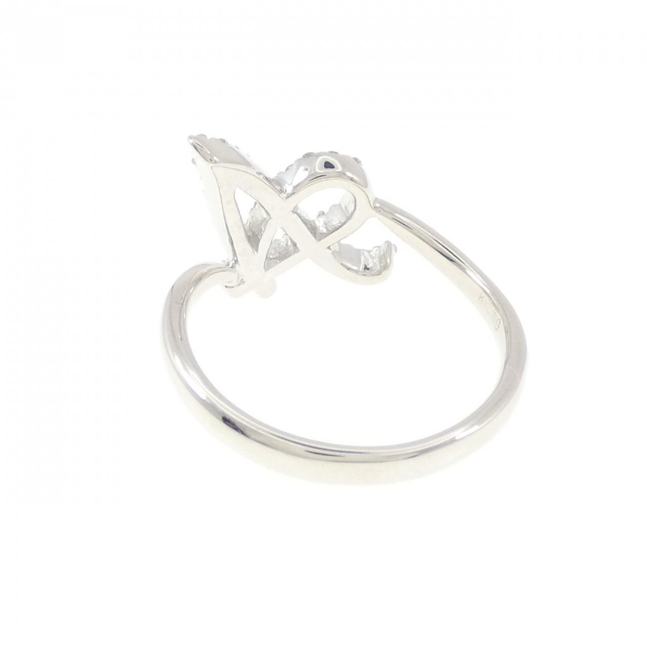 K18WG イニシャルA ダイヤモンド リング 0.23CT