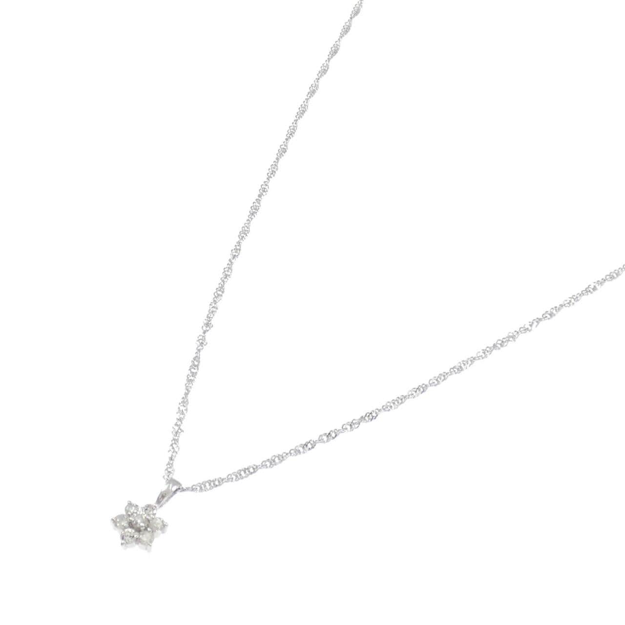 PT900/PT850 フラワー ダイヤモンド ネックレス 0.15CT