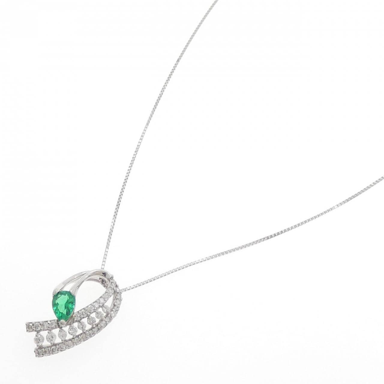 PT900/PT850 エメラルド ネックレス 0.53CT