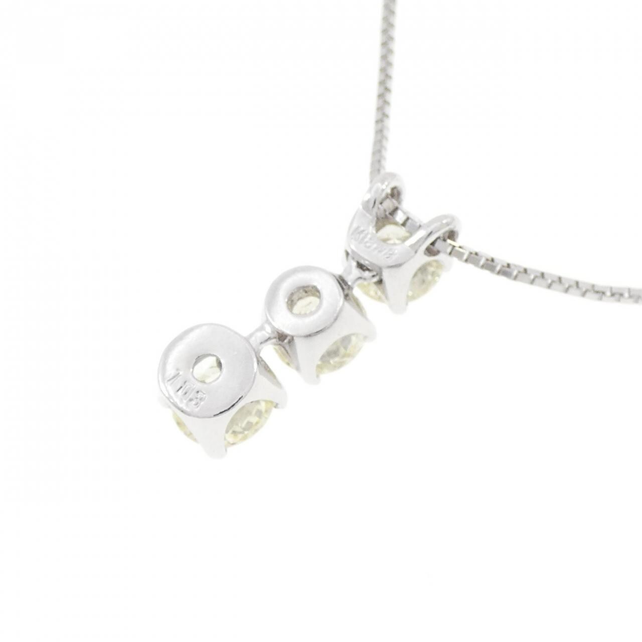 K18WG スリーストーン ダイヤモンド ネックレス 1.03CT