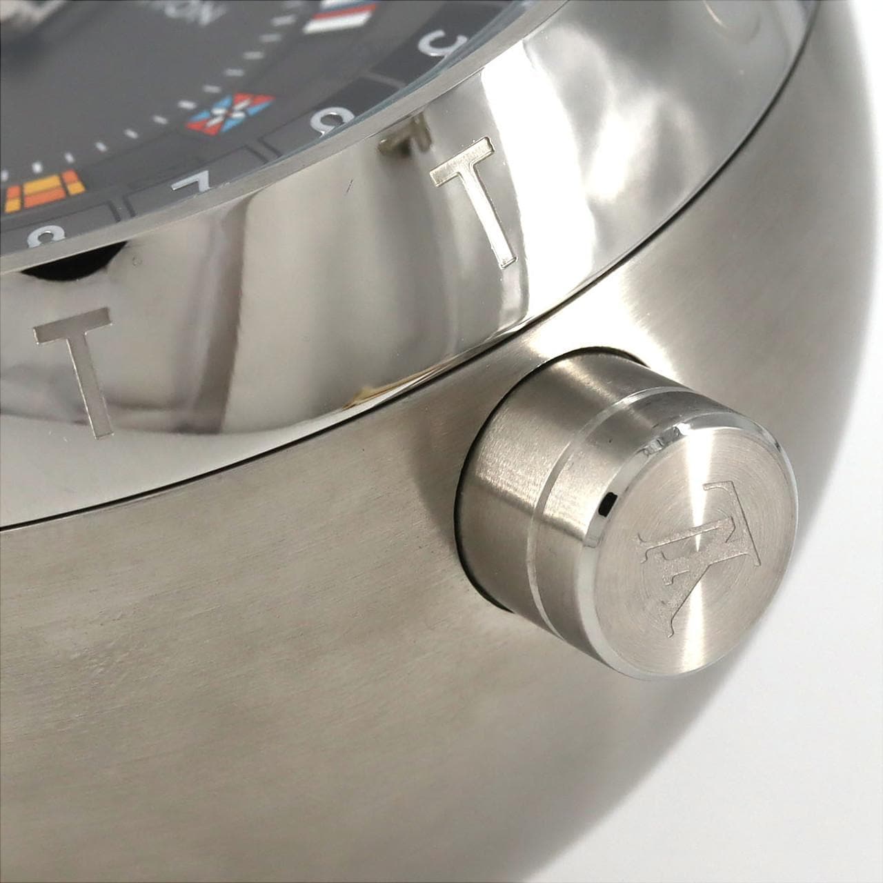 ルイヴィトン タンブールデュアルタイムテーブルクロックトランク Q1Q030 SS クォーツ