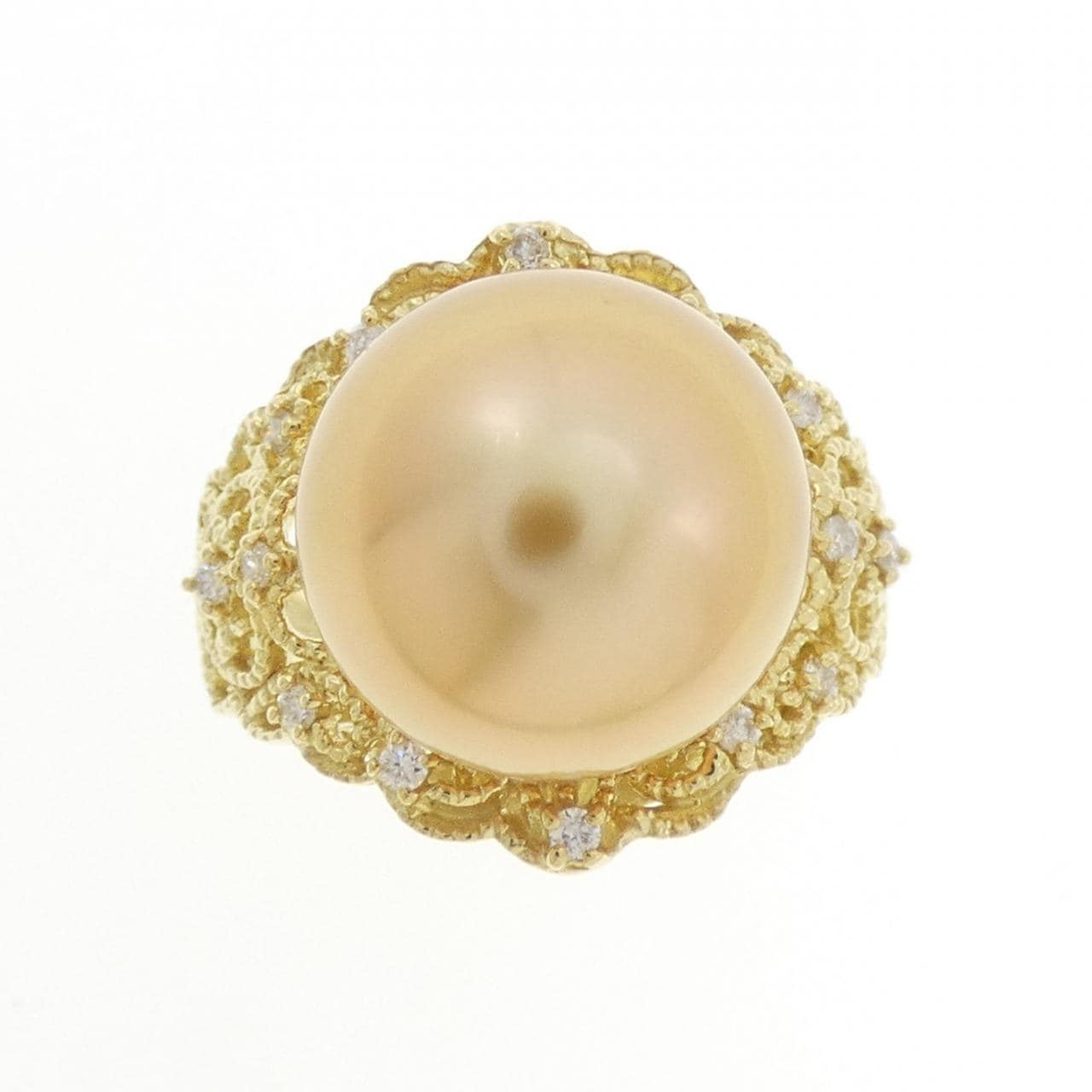 K18YG 白蝶パール リング 13.3mm