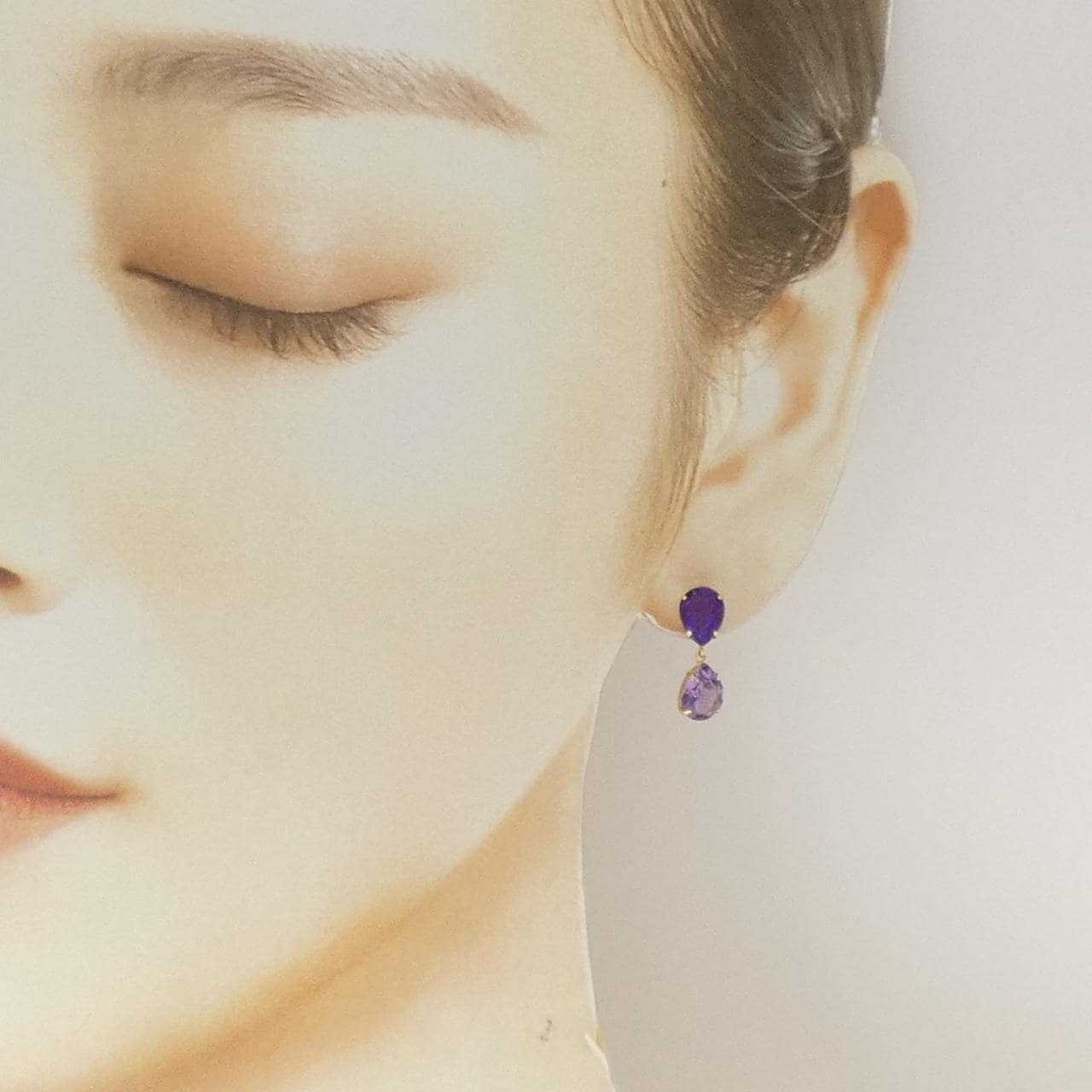 K18YG アメジスト ピアス 3.00CT