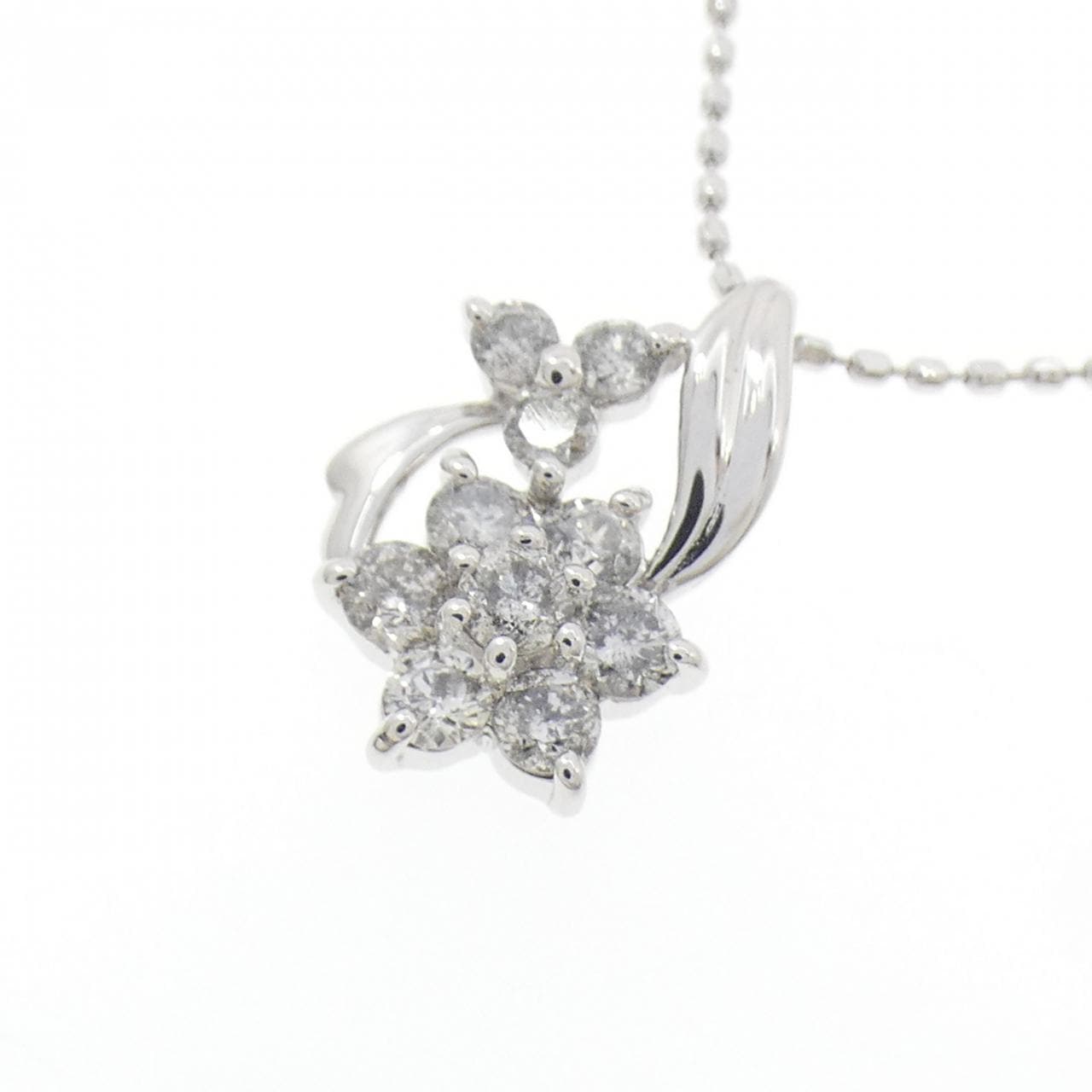 K18WG フラワー ダイヤモンド ネックレス 0.50CT