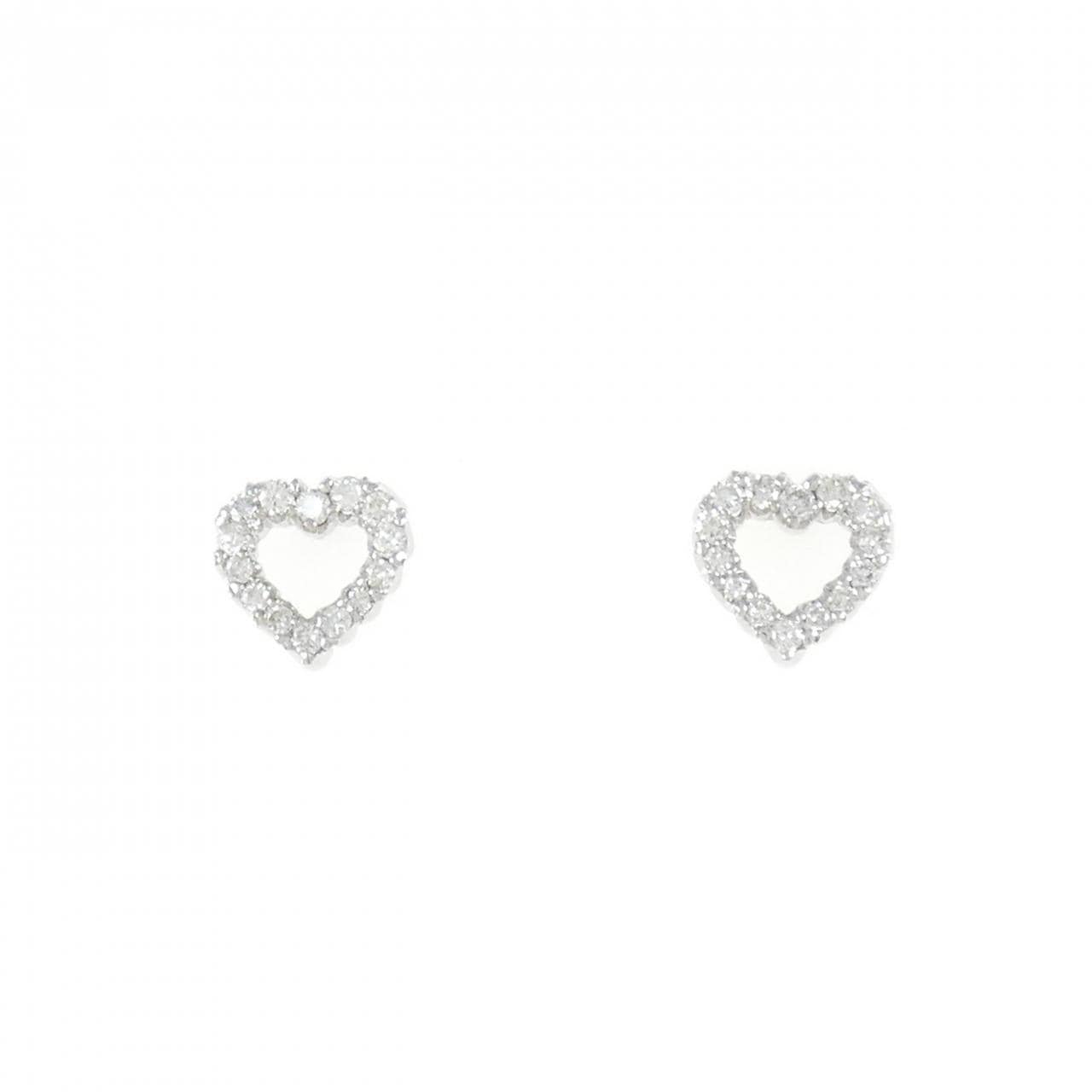 K18WG heart Diamond earrings 0.34CT