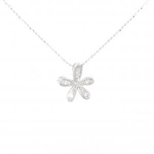 K18WG フラワー ダイヤモンド ネックレス 0.20CT
