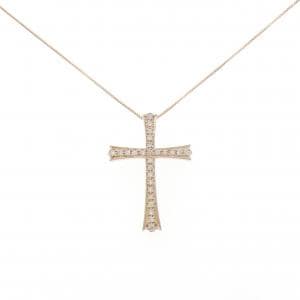 K18PG クロス ダイヤモンド ネックレス 0.21CT