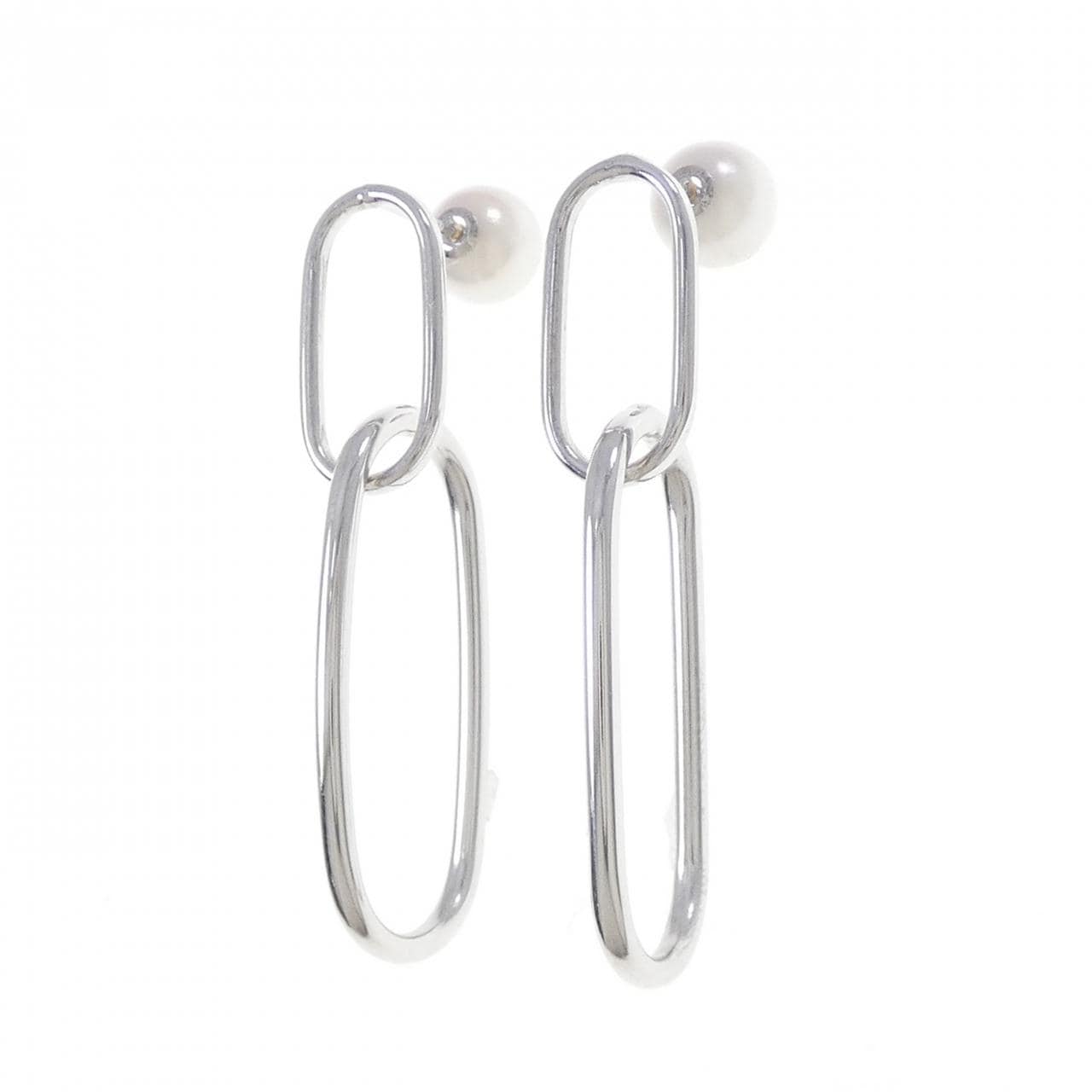 【新品】PT900/K18WG/PT850 アコヤパール ピアス 7.6mm