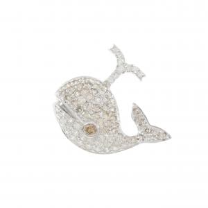 K18WG パヴェ クジラ ダイヤモンド ペンダント 1.00CT