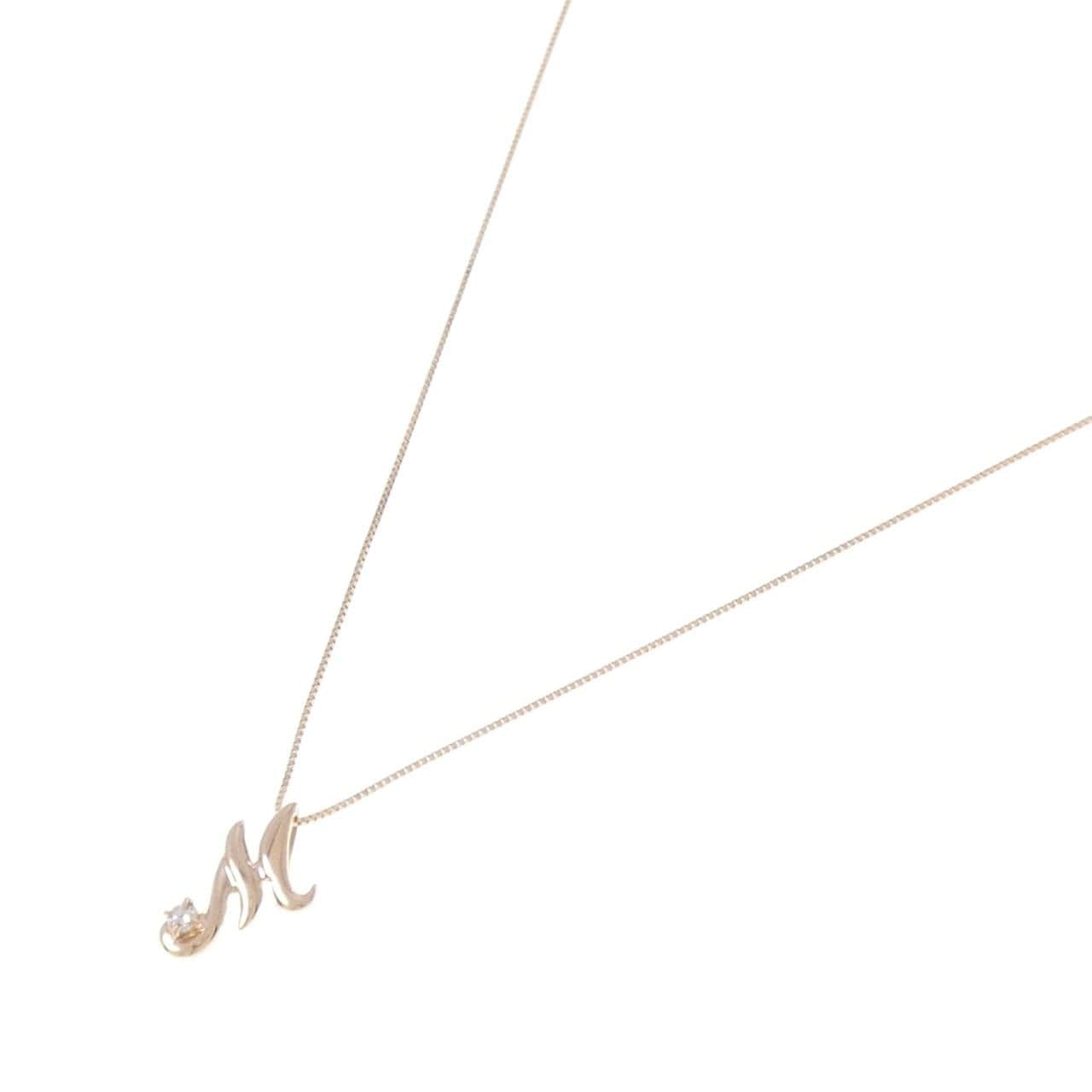 K10PG イニシャルM ダイヤモンド ネックレス 0.03CT