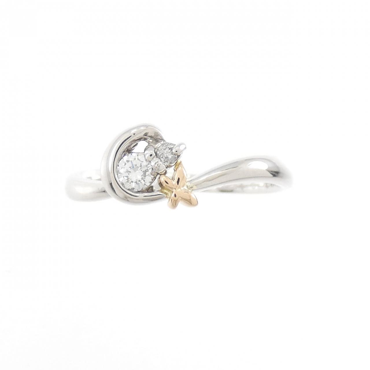 PT900/K18PG バタフライ ダイヤモンド リング 0.10CT