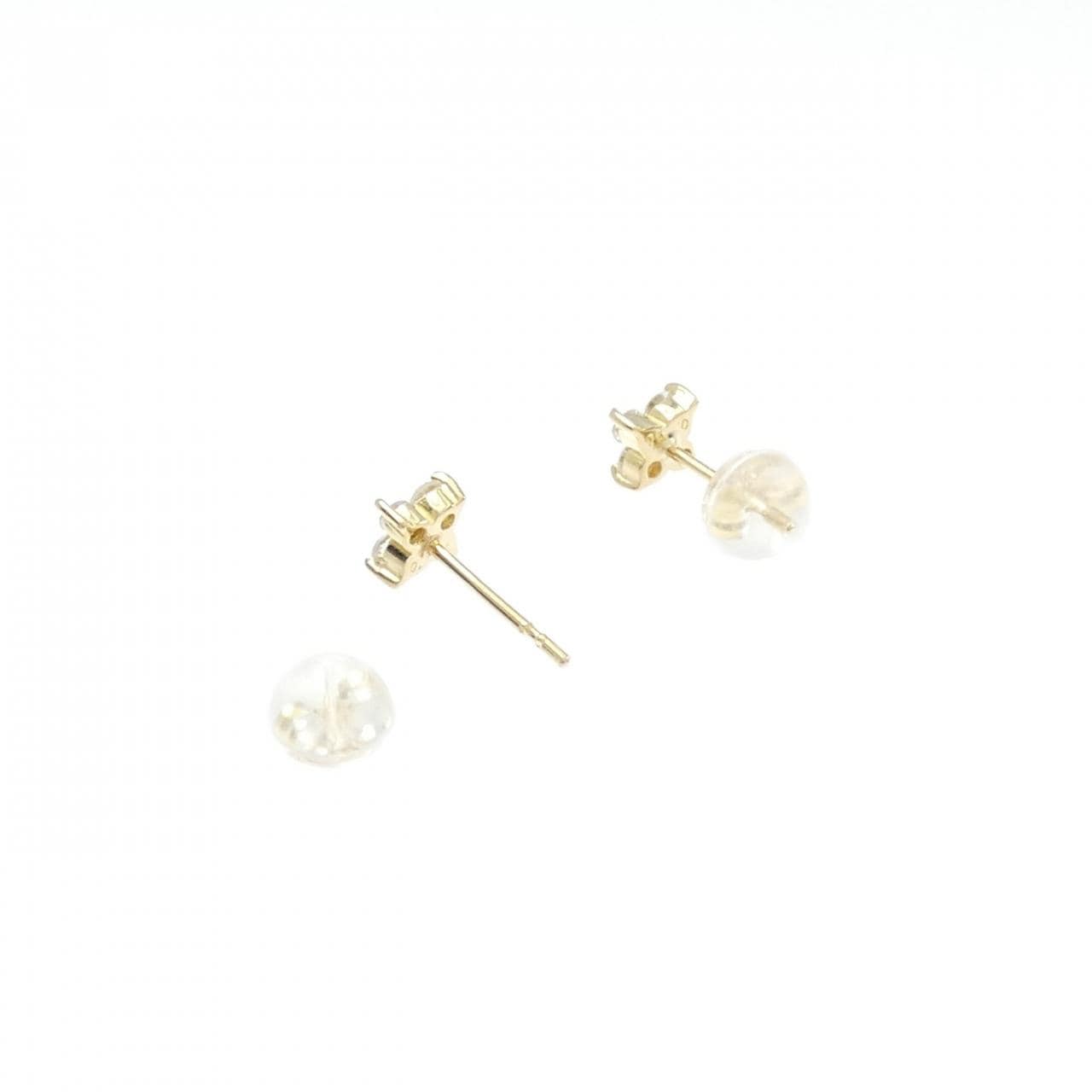 K18YG フラワー ダイヤモンド ピアス 0.20CT