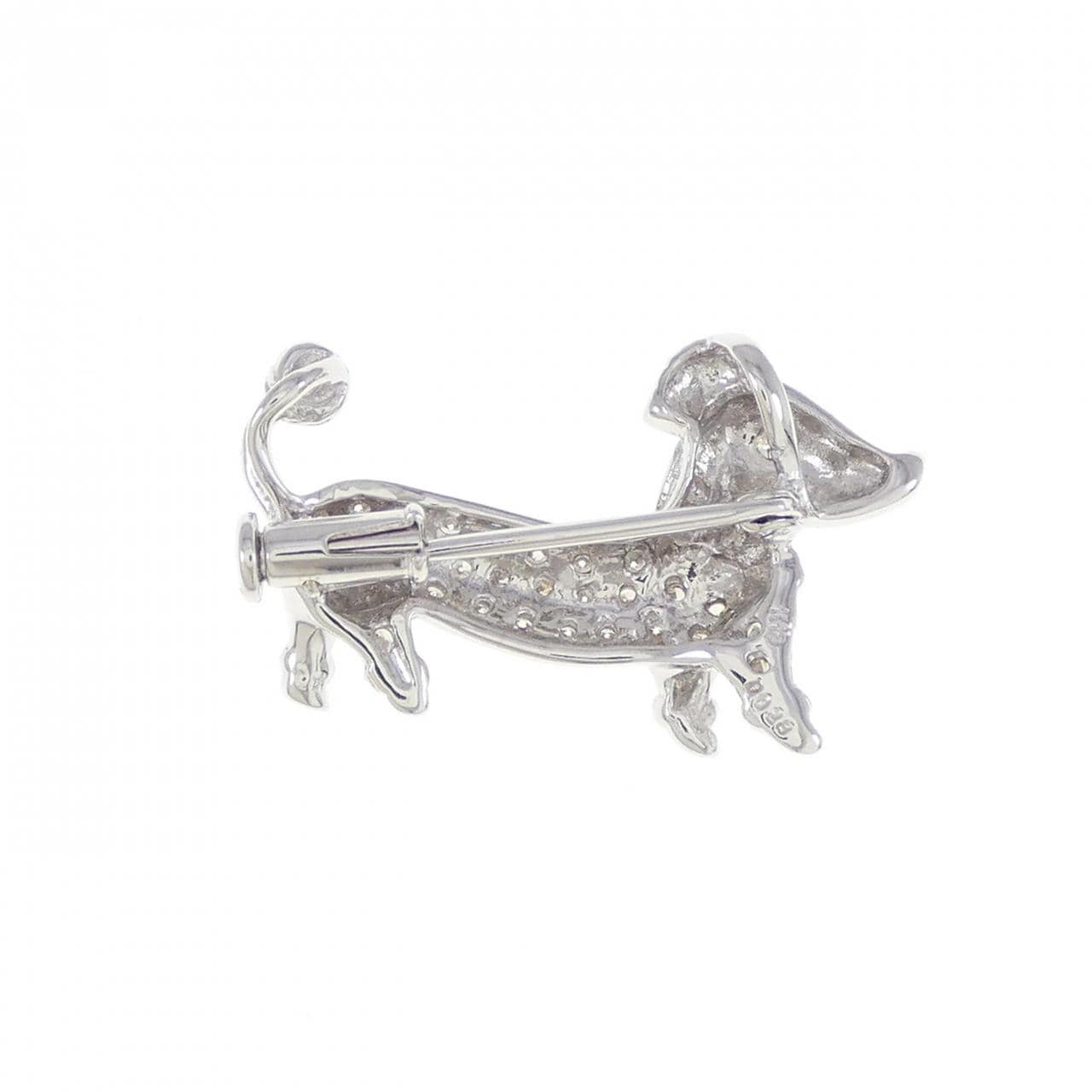 K18WG Dog Diamond Brooch 0.28CT