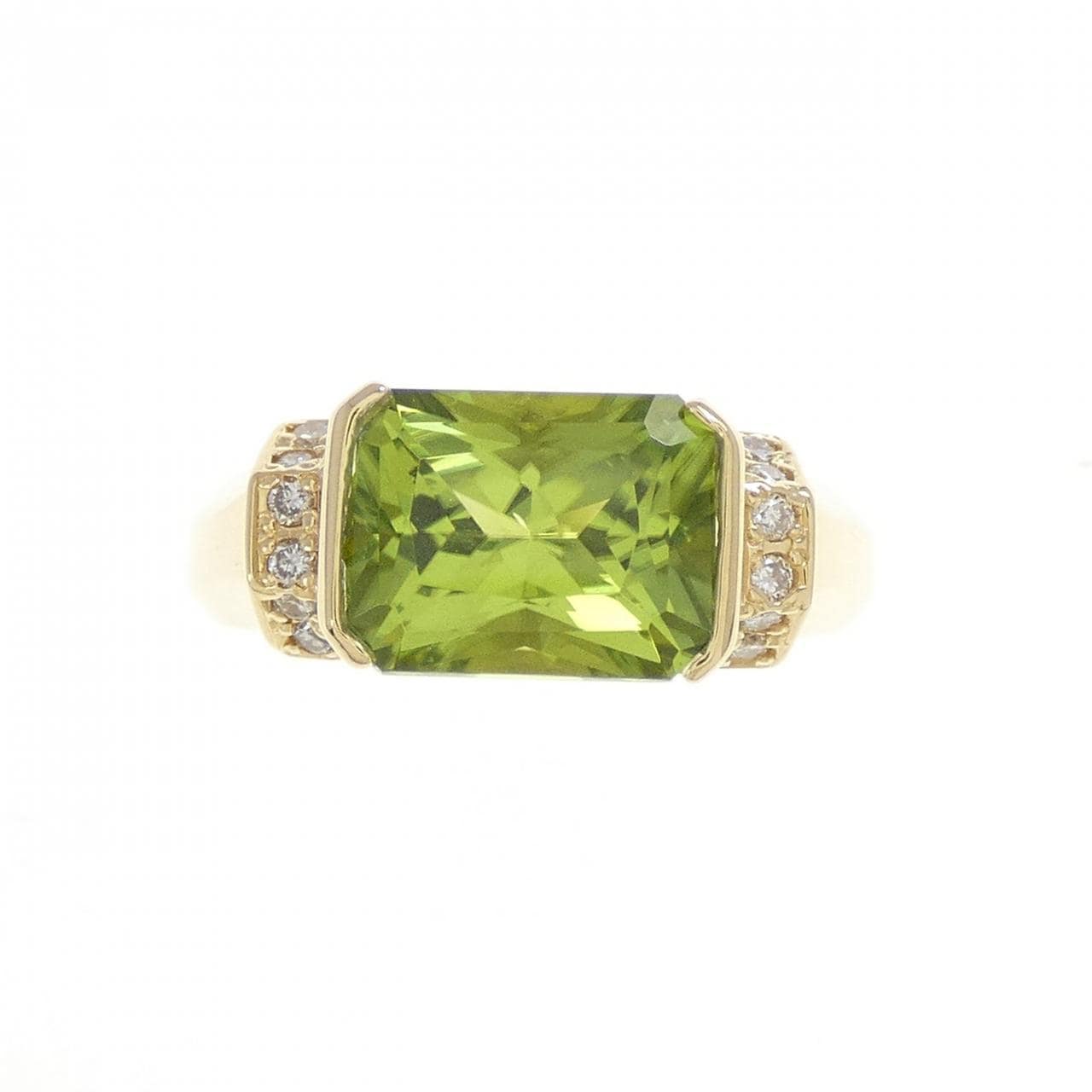 K18YG ペリドット リング 2.87CT