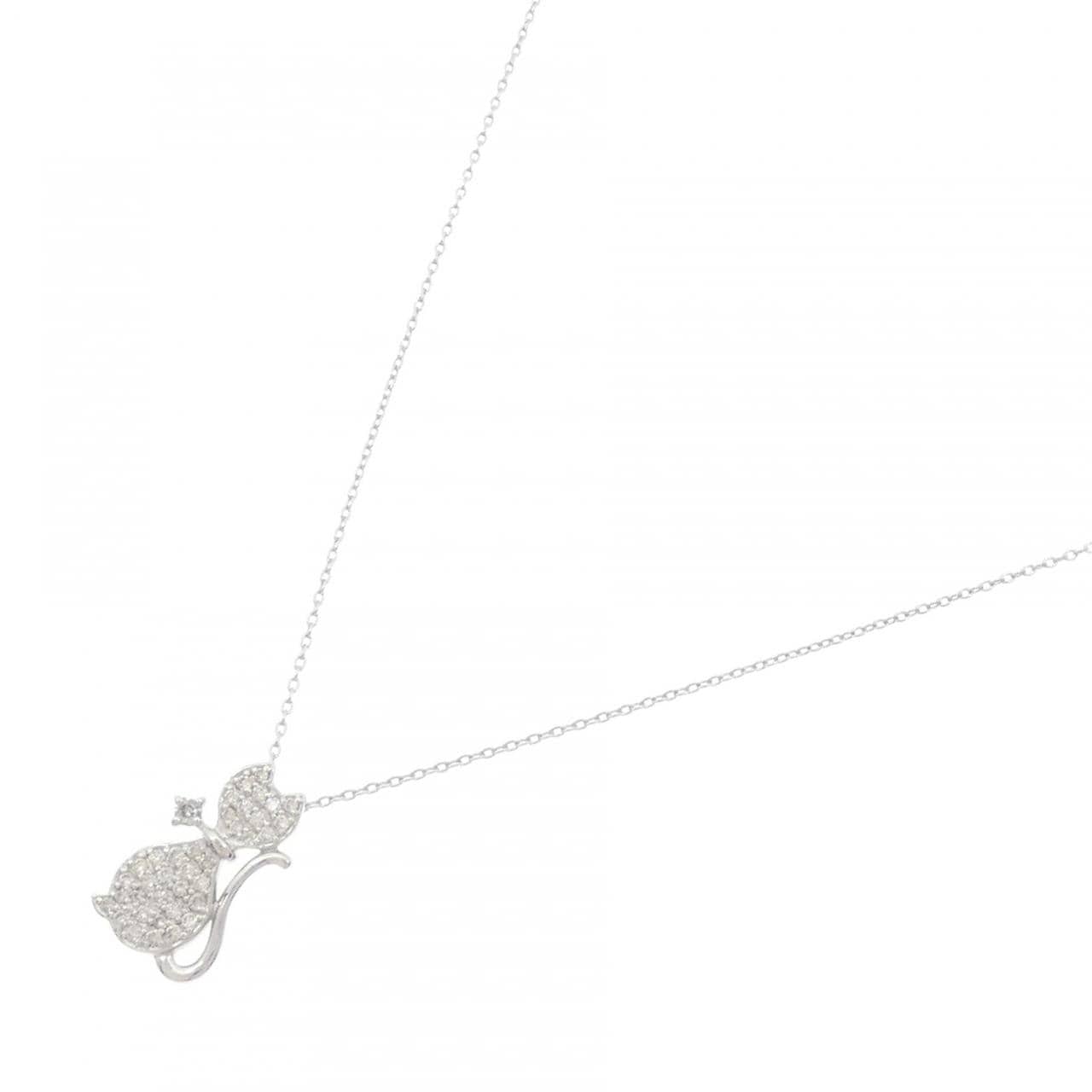 K18WG キャット パヴェ ダイヤモンド ネックレス 0.30CT