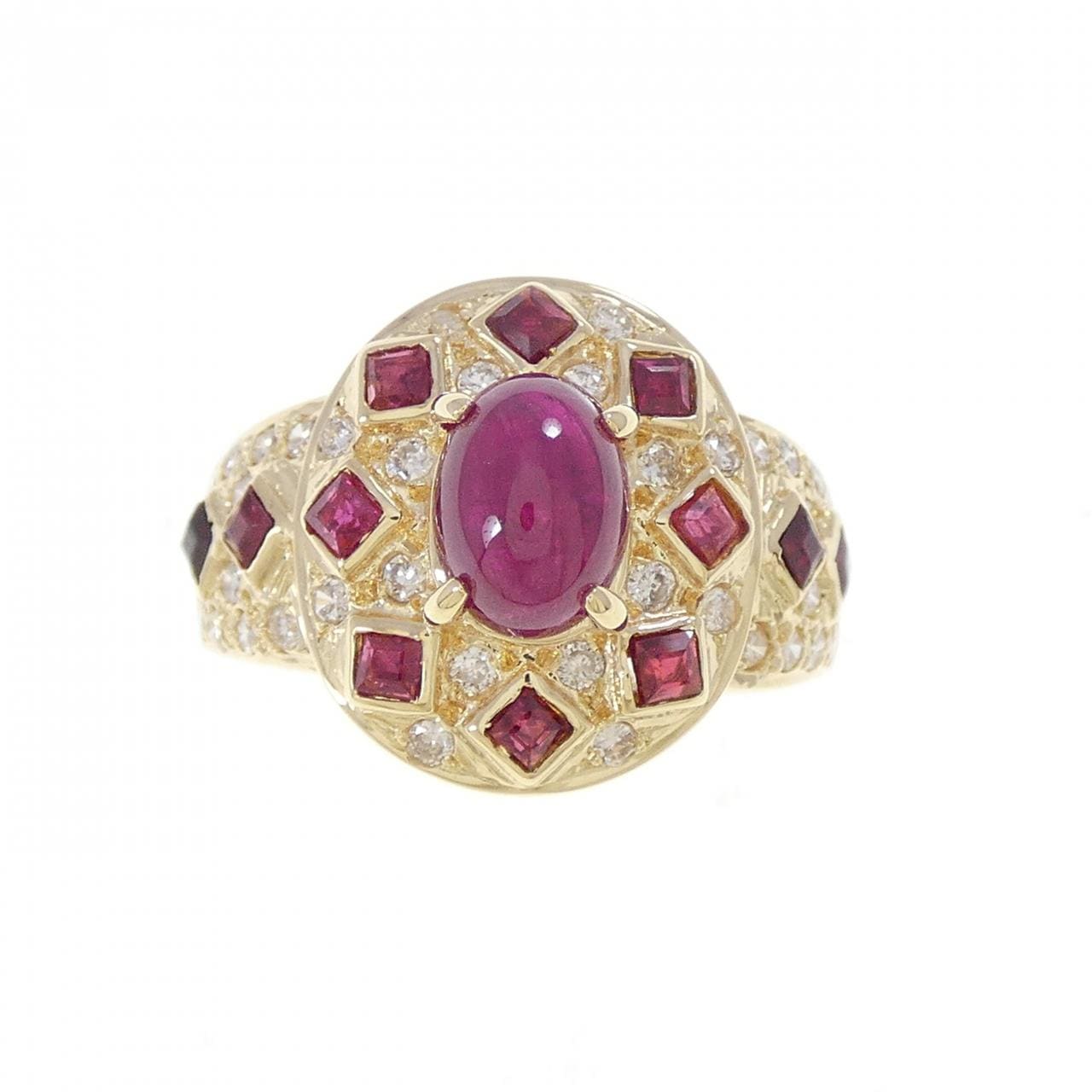 K18YG ルビー リング 1.58CT