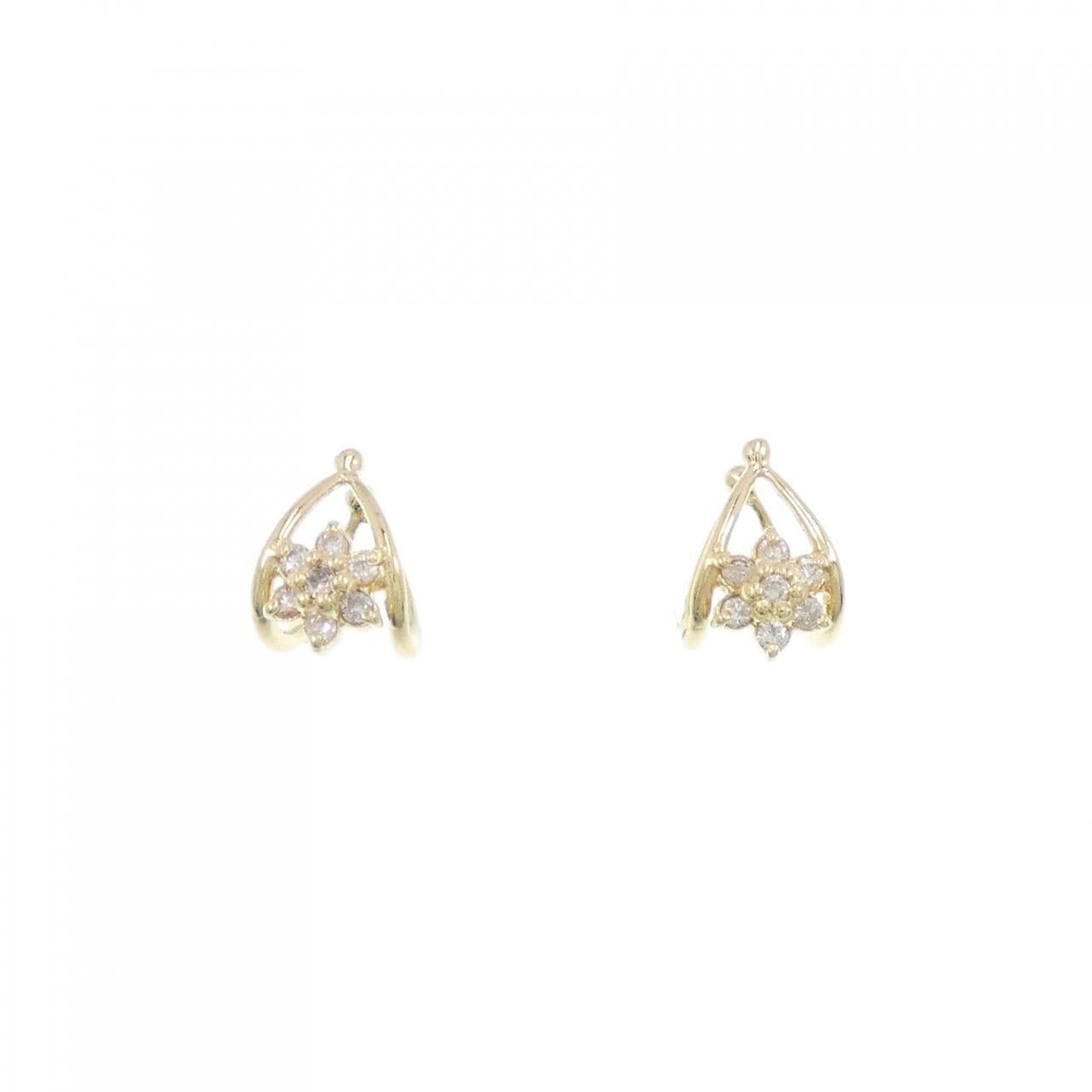 K18YG flower Diamond earrings 0.15CT