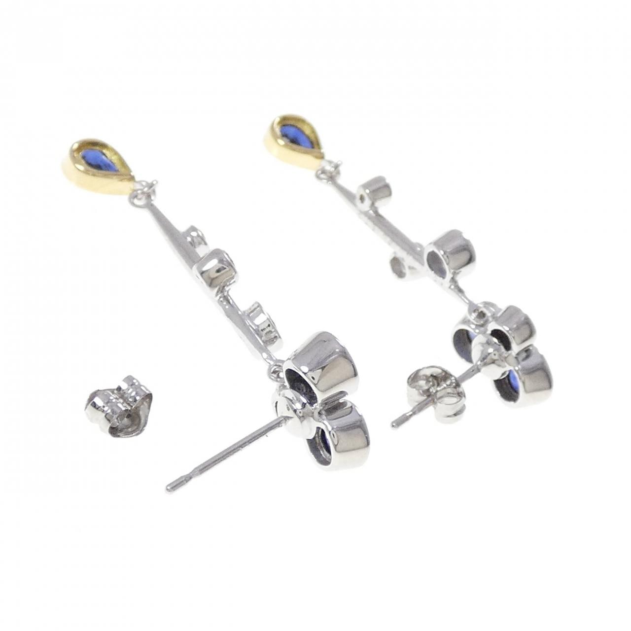 K18WG/K18YG/PT900 サファイヤ ピアス 1.950CT