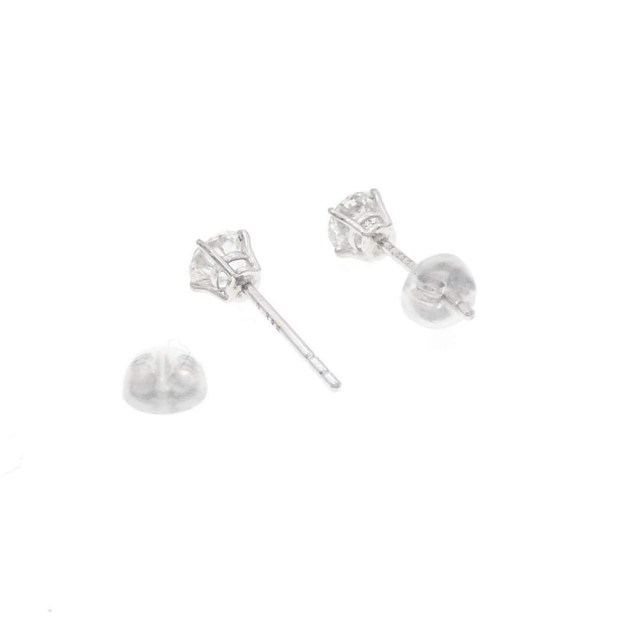 K18WG ソリティア ダイヤモンド ピアス 0.673CT
