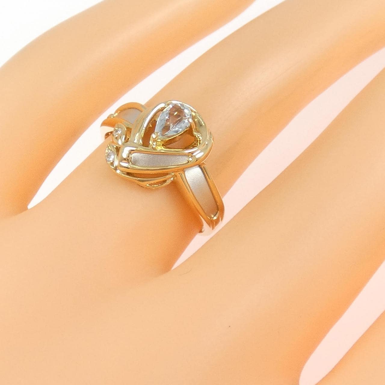 K18YG/PT900 アクアマリン リング 0.21CT