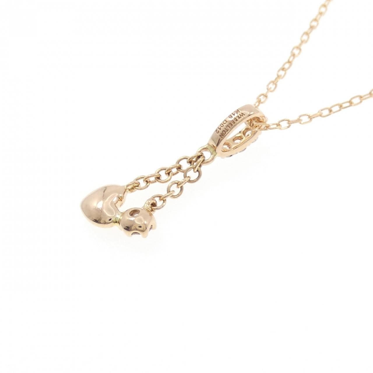 K18PG ハート ダイヤモンド ネックレス 0.12CT