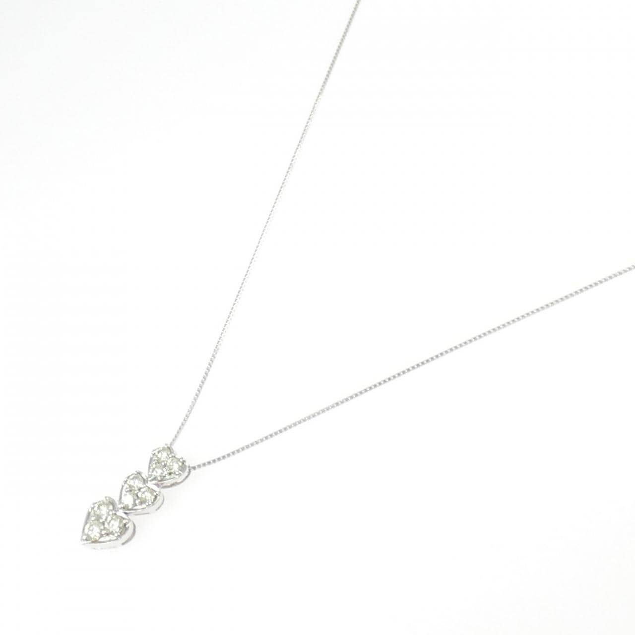 K18WG ハート ダイヤモンド ネックレス 0.40CT