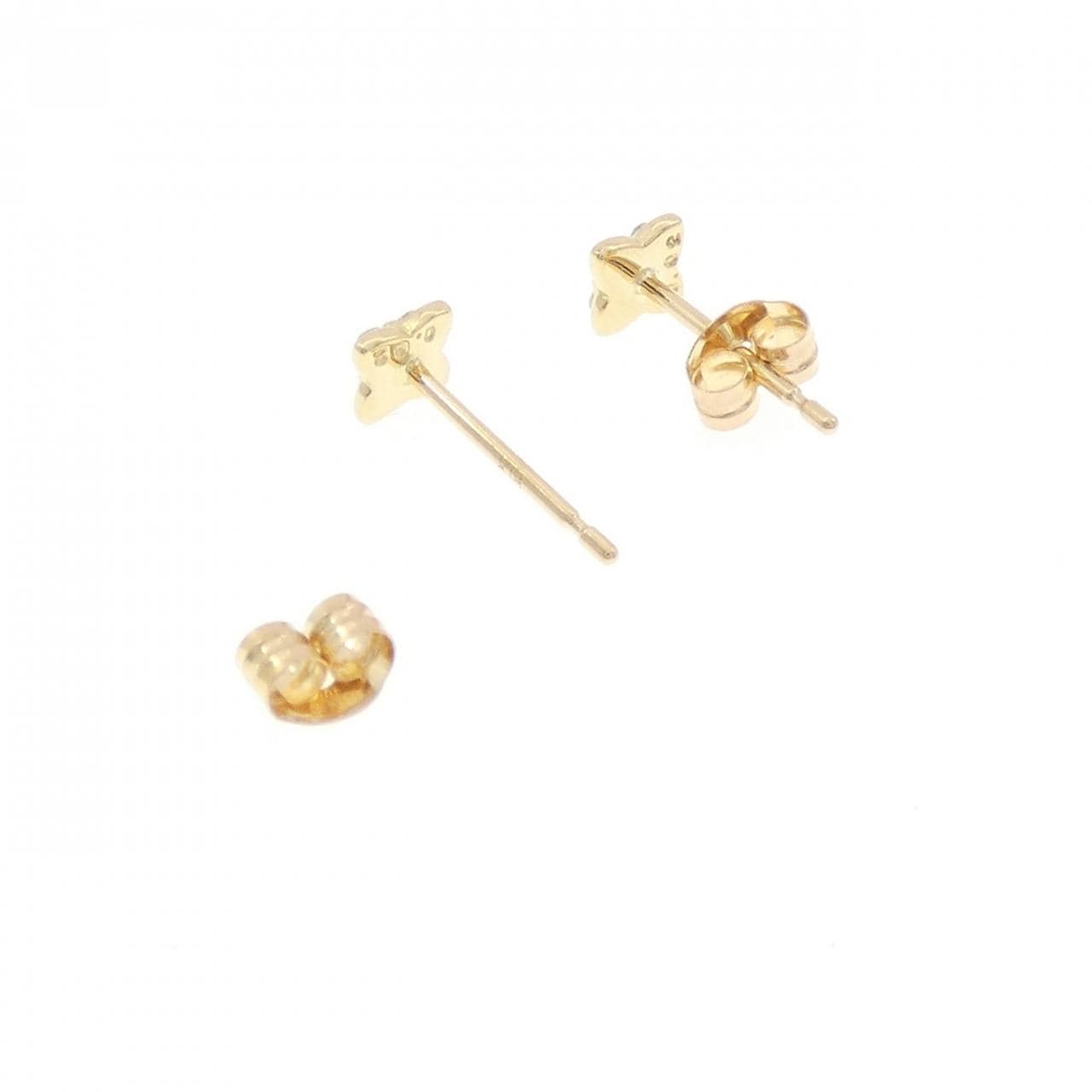 K18YG フラワー ダイヤモンド ピアス 0.04CT