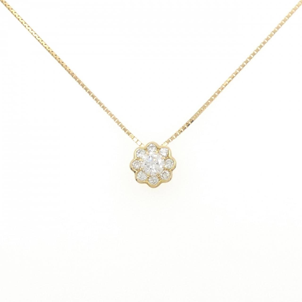 K18YG フラワー ダイヤモンド ネックレス 0.20CT