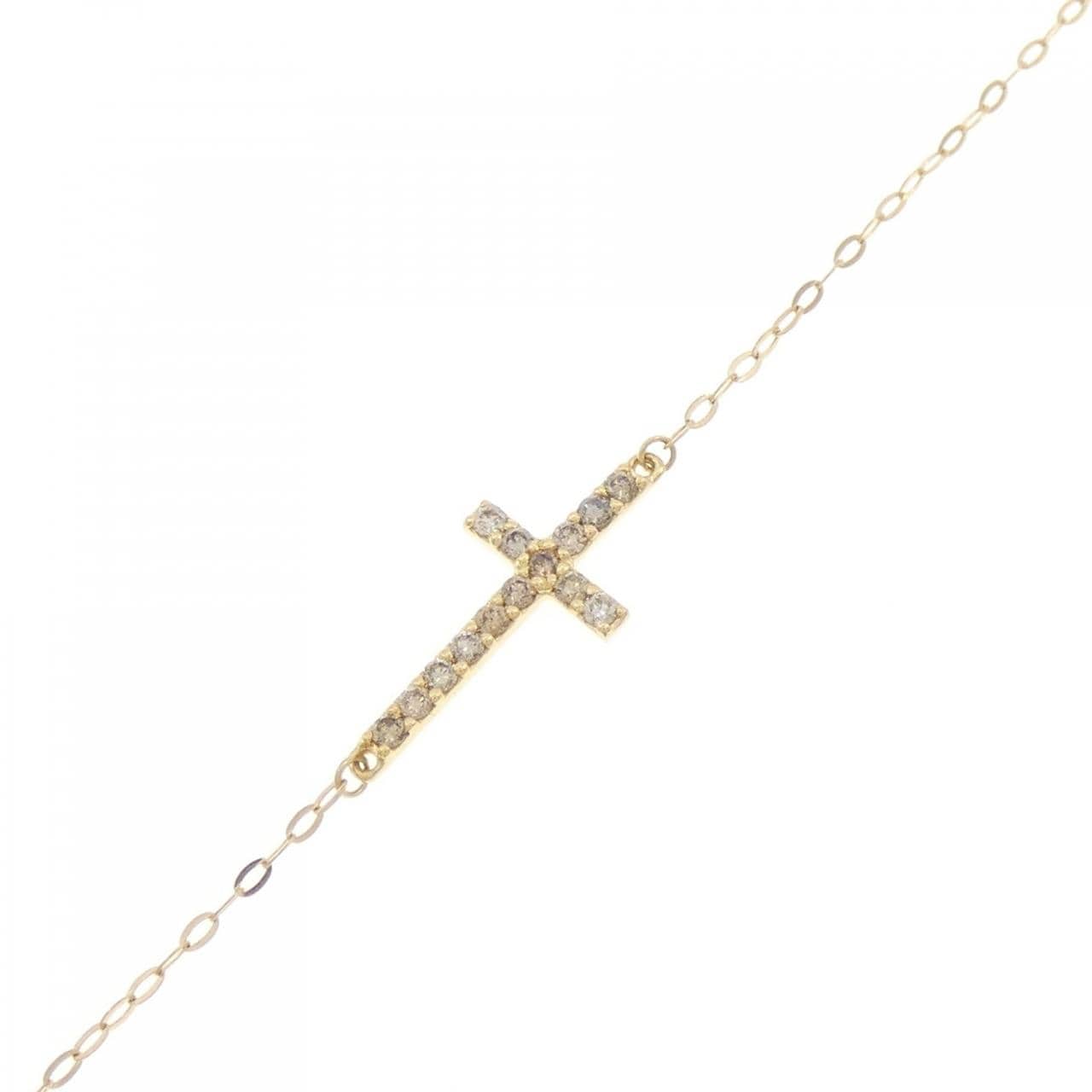 K18YG クロス ダイヤモンド ネックレス 0.11CT