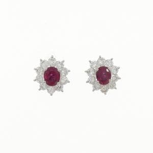 PT900 ルビー ピアス 1.15CT