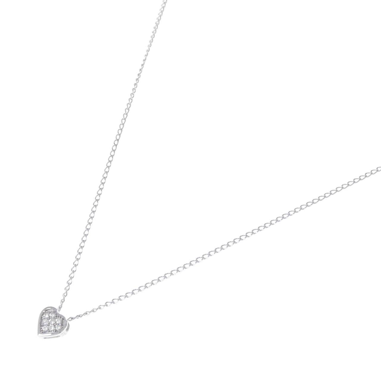 K10WG ハート ダイヤモンド ネックレス