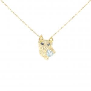 750YG キャット アクアマリン ネックレス