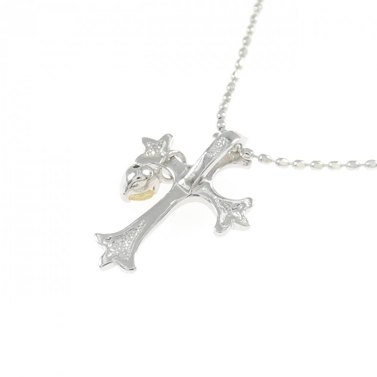 K18WG クロス シトリン ネックレス