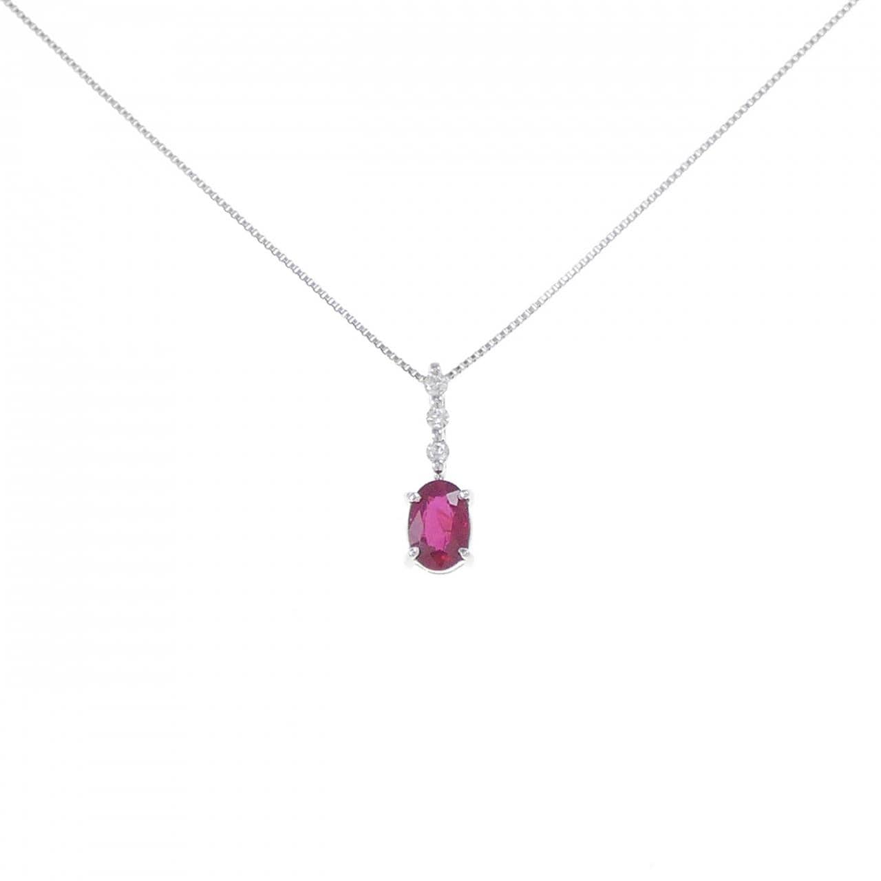 K18WG ルビー ネックレス 0.51CT