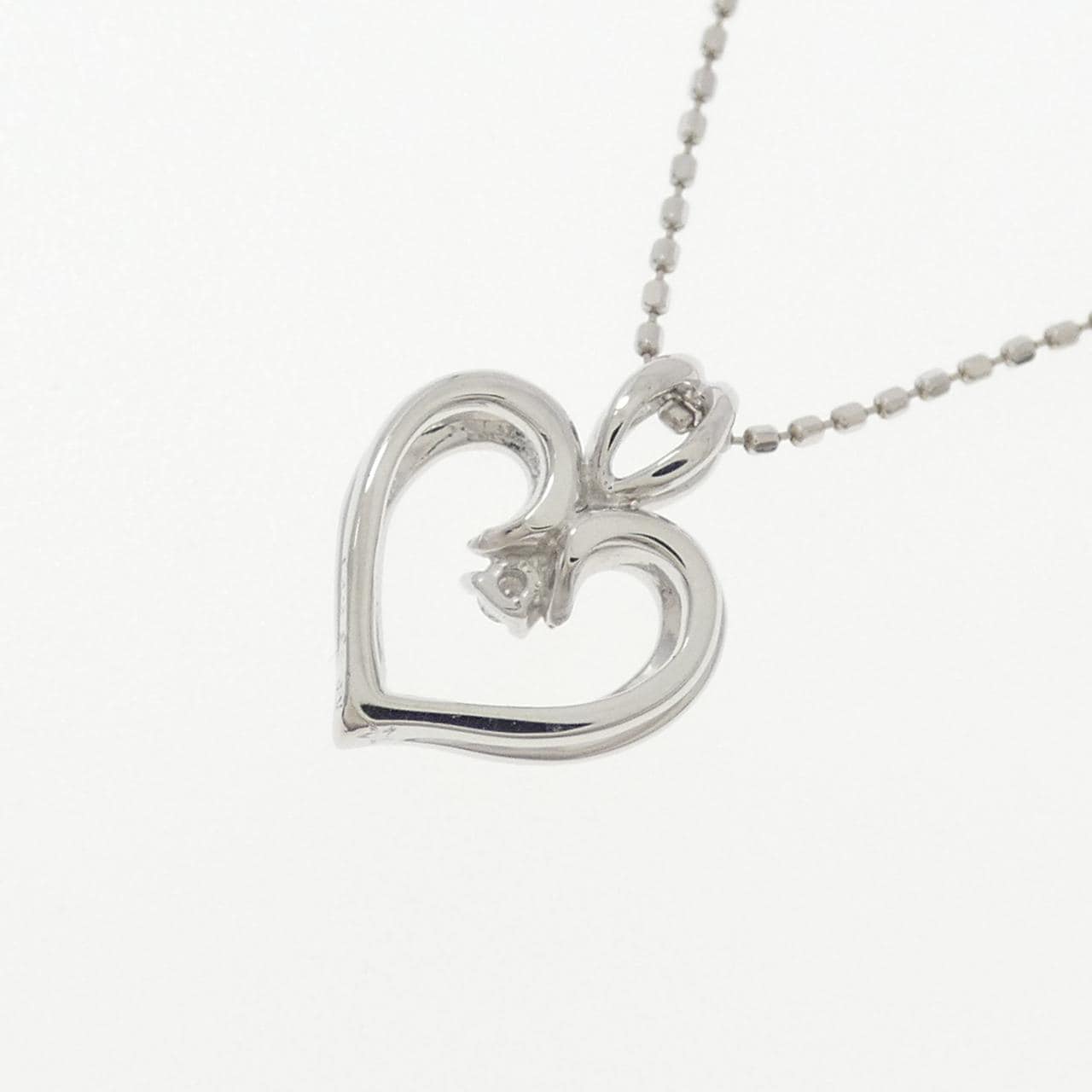 K18WG ハート ダイヤモンド ネックレス 0.02CT