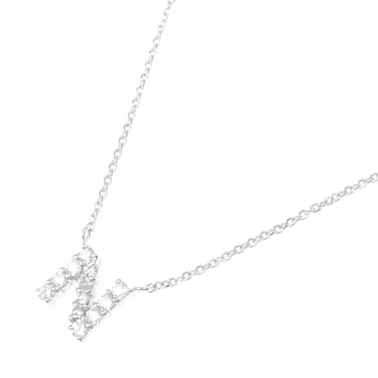 K18WG イニシャルN ダイヤモンド ネックレス 0.15CT