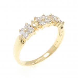 K18YG フラワー ダイヤモンド リング 0.415CT