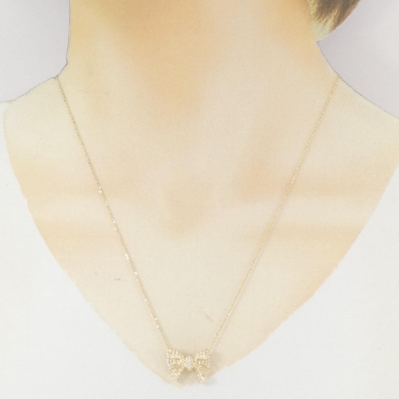 750YG/K18YG リボン ダイヤモンド ネックレス 0.81CT
