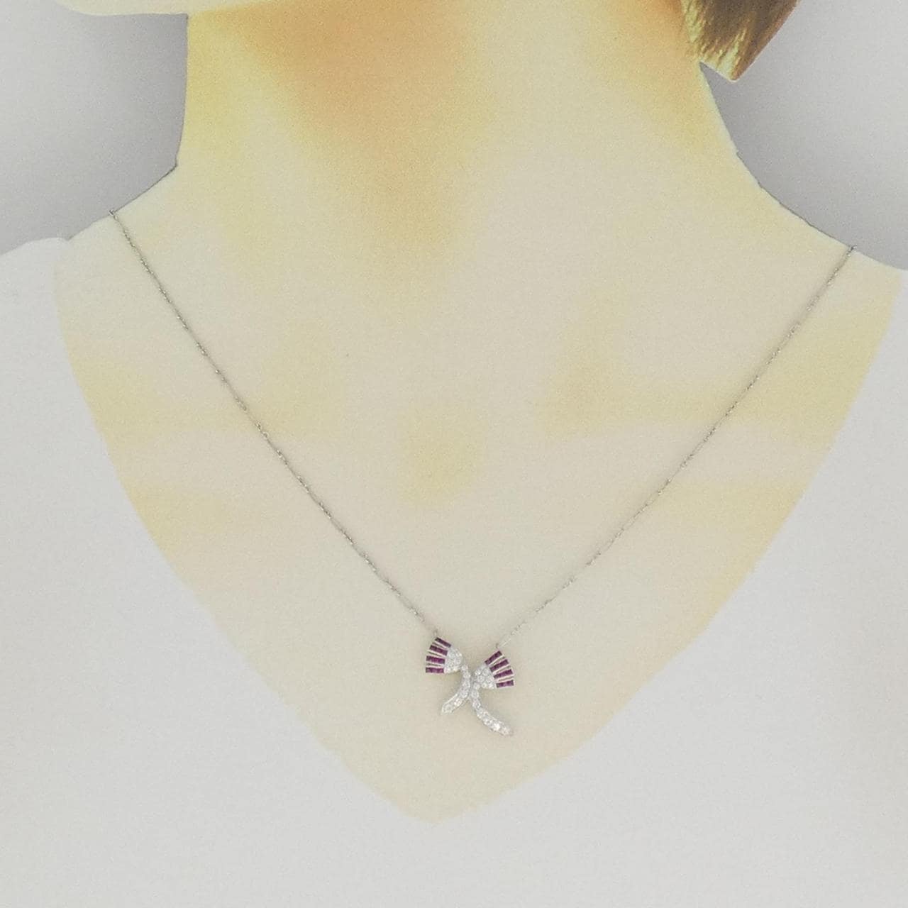 K18WG ルビー ネックレス 0.30CT