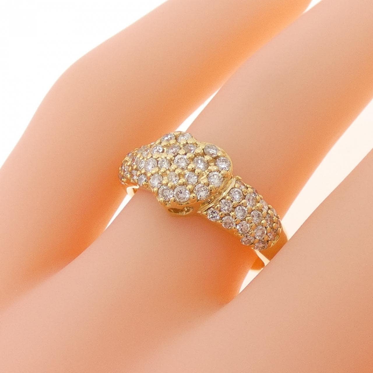 K18YG ハート×パヴェ ダイヤモンド リング 0.70CT