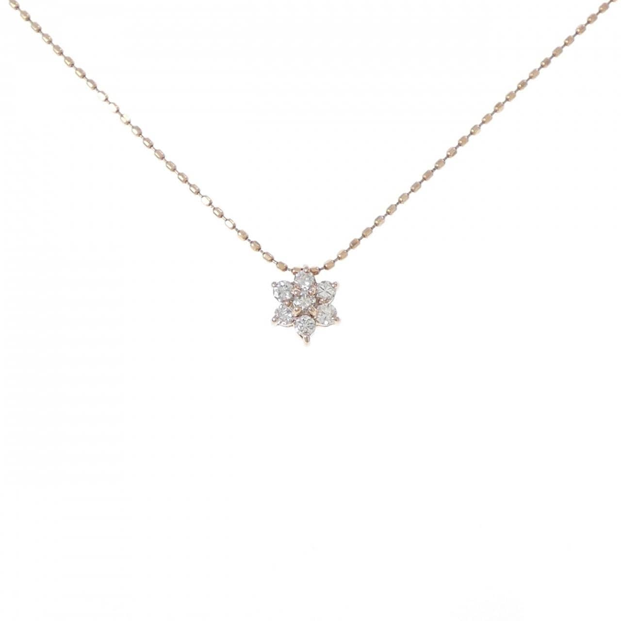 K10PG フラワー ダイヤモンド ネックレス 0.15CT