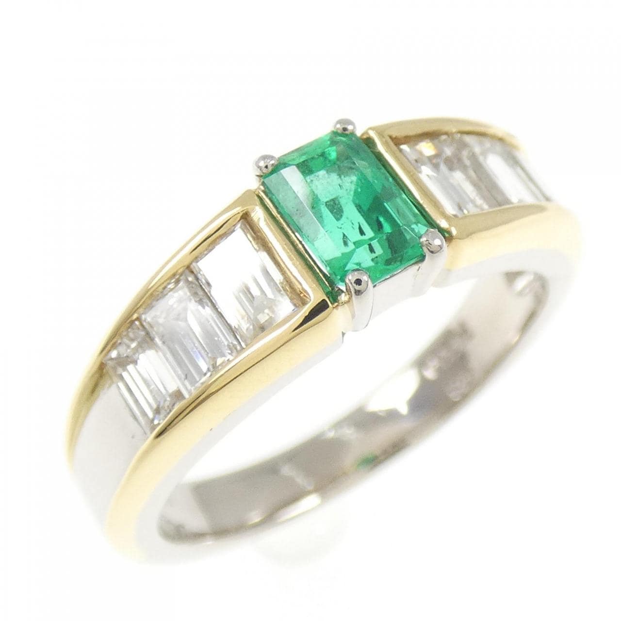 PT900/K18YG エメラルド リング 0.45CT