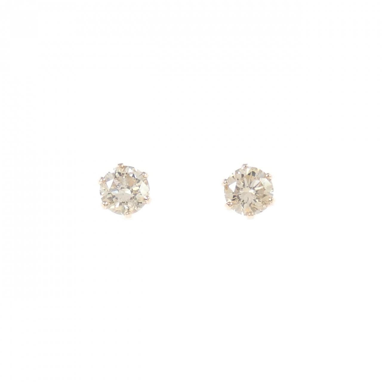 K10PG ソリティア ダイヤモンド ピアス 0.30CT