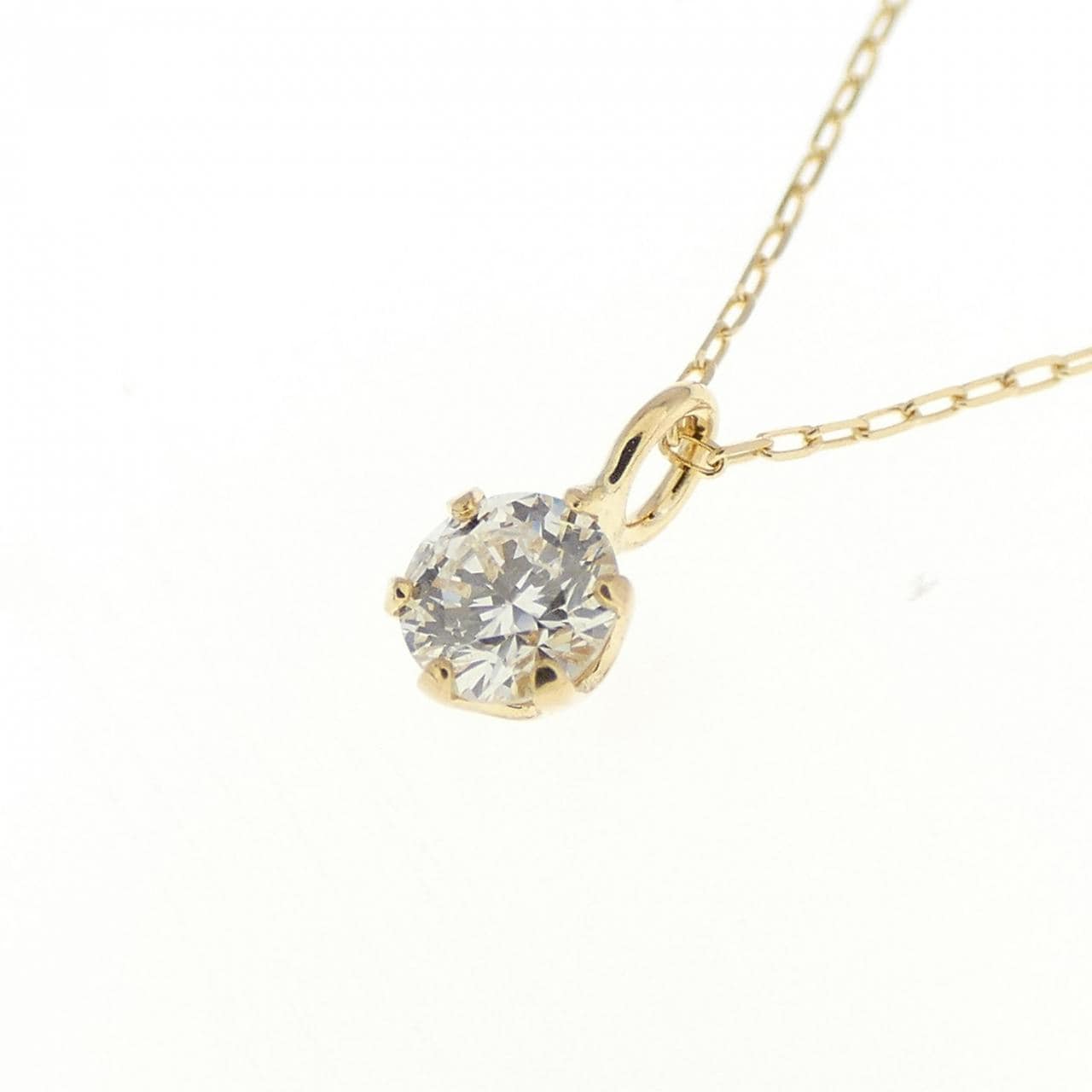 K18YG ソリティア ダイヤモンド ネックレス 0.10CT