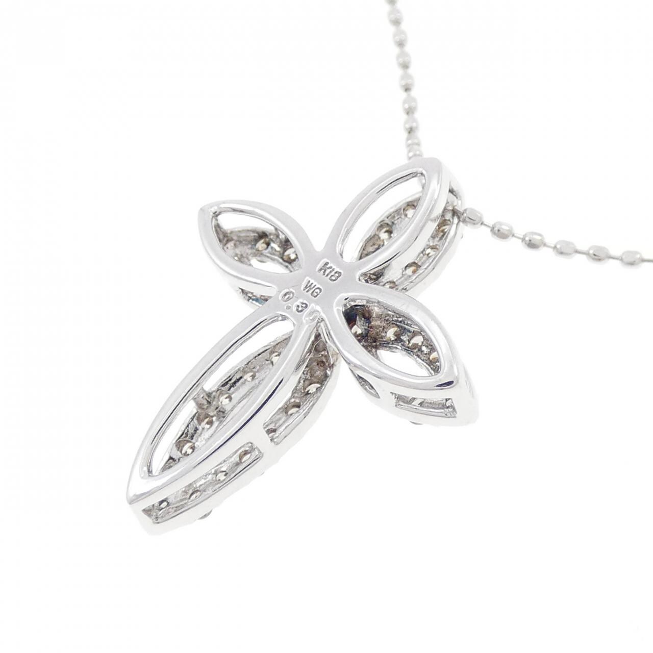 K18WG クロス ダイヤモンド ネックレス 0.30CT